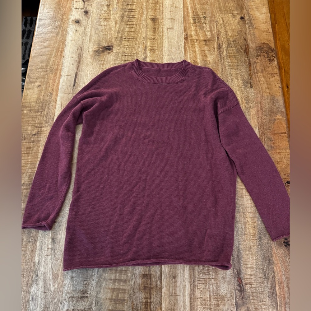 Eileen Fisher Jam red burgundy purple Organic cotton sweater blouse top NWOT